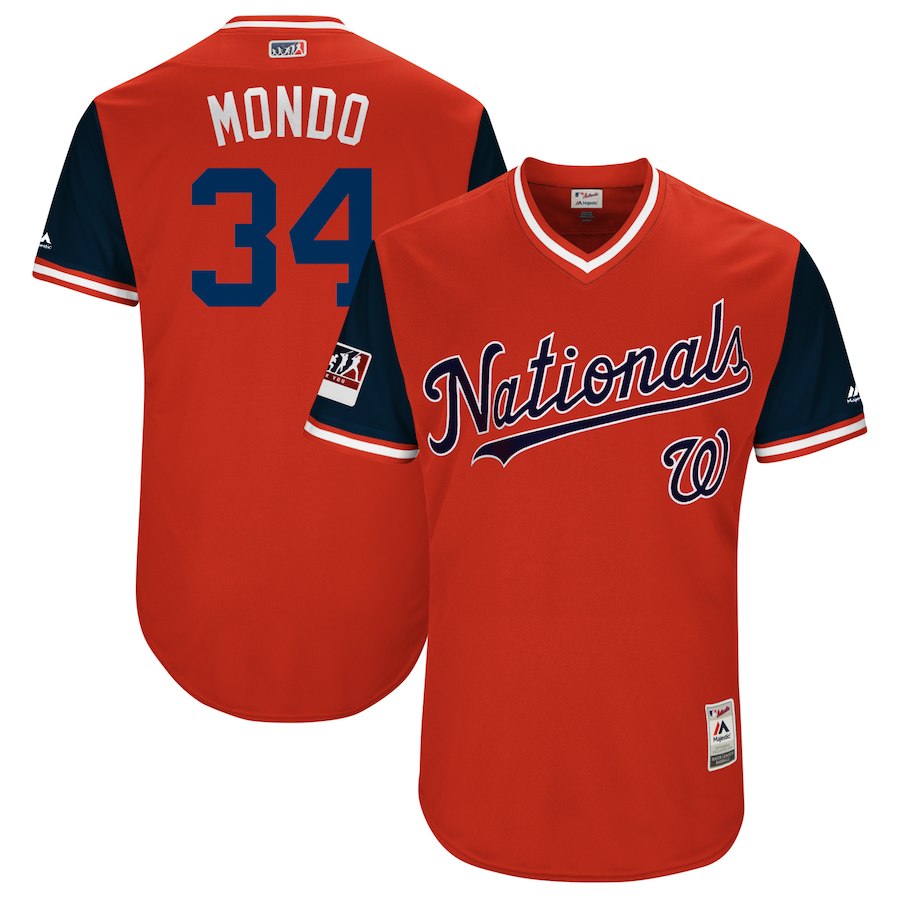 Bryce Harper Mondo Majestic Washington Nationals navy jersey