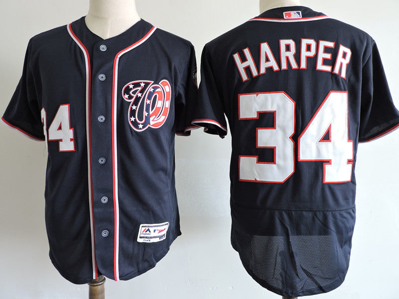 Bryce Harper Washington Nationals navy Elite jersey