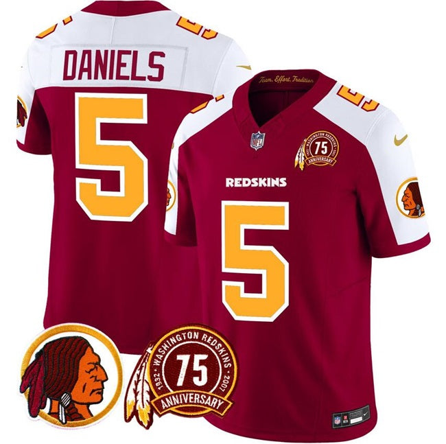 Jayden Daniels Washington Commanders burgundy-white FUSE jersey