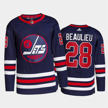 Nathan Beaulieu Winnipeg Jets navy jersey