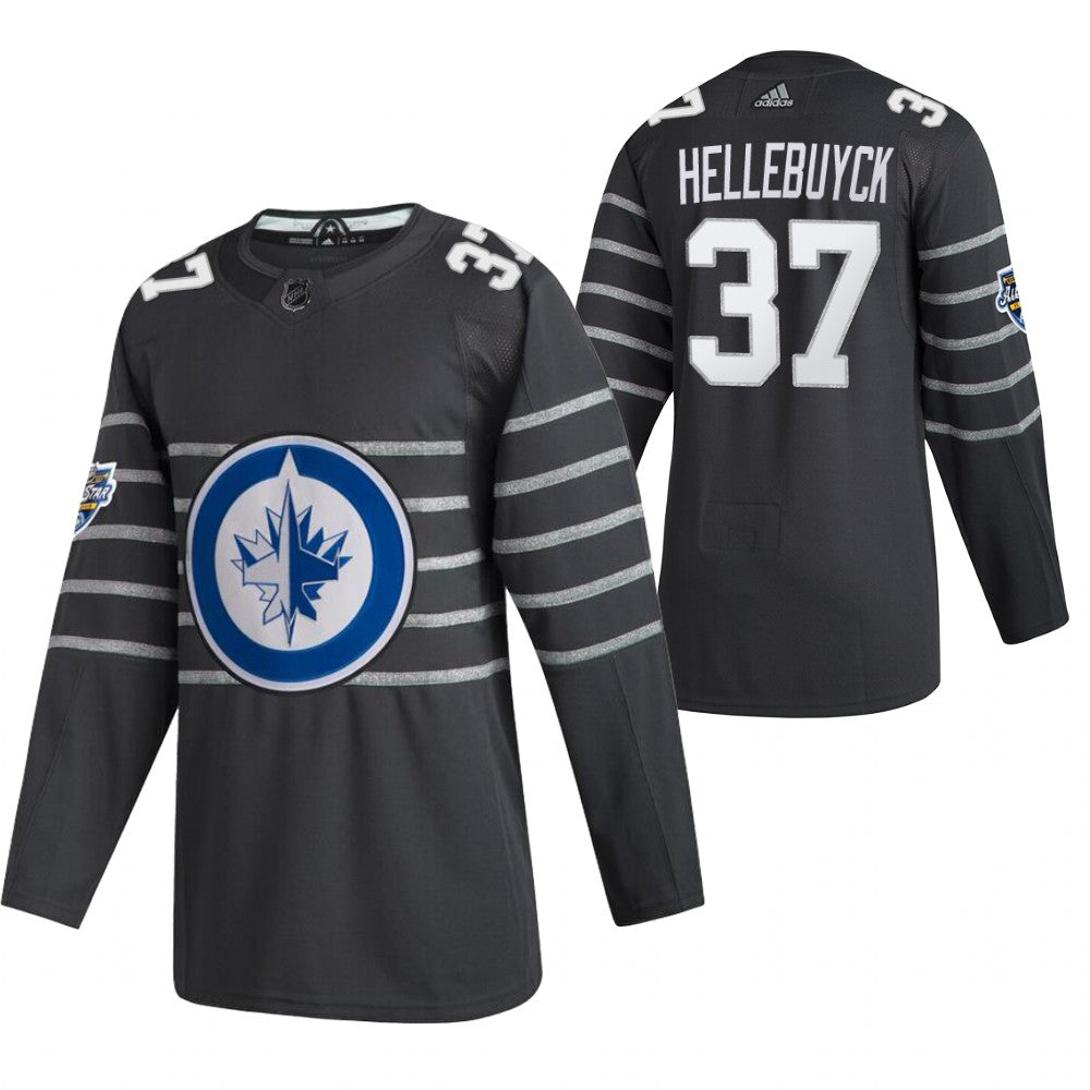 Connor Hellebuyck Winnipeg Jets grey jersey