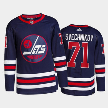 Evgeny Svechnikov Winnipeg Jets navy jersey