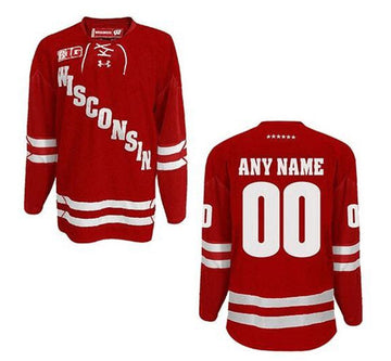 Custom Wisconsin Badgers red jersey