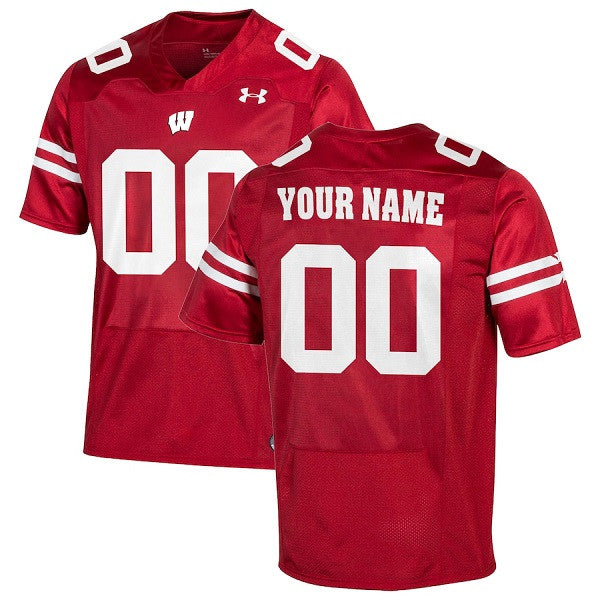 Custom Wisconsin Badgers red jersey