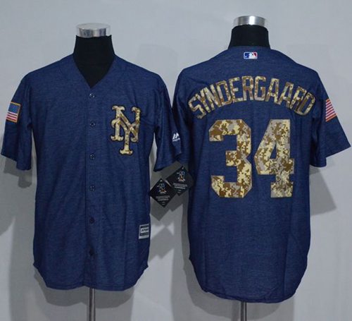 Noah Syndergaard Denim New York Mets blue Salute To Service jersey