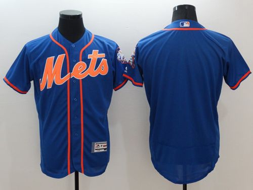 Custom New York Mets blue Authentic jersey