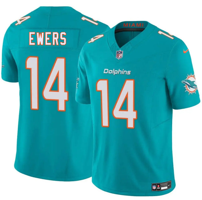 Quinn Ewers Miami Dolphins aqua jersey