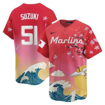 Ichiro Suzuki Miami Marlins pink Heritage jersey