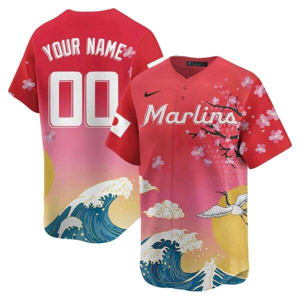 Custom Miami Marlins pink Heritage jersey