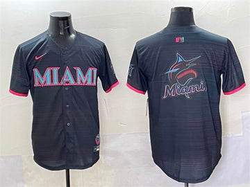 Team Big Logo Miami Marlins black City Connect jersey