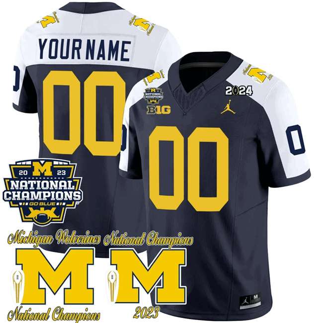 Custom Michigan Wolverines navy-white FUSE jersey