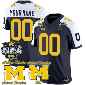 Custom Michigan Wolverines navy-white FUSE jersey