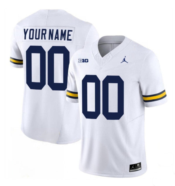 Custom Michigan Wolverines white jersey