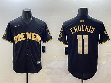 Jackson Chourio Milwaukee Brewers black-gold Home jersey