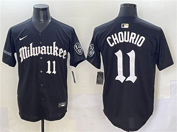 Jackson Chourio Milwaukee Brewers black jersey