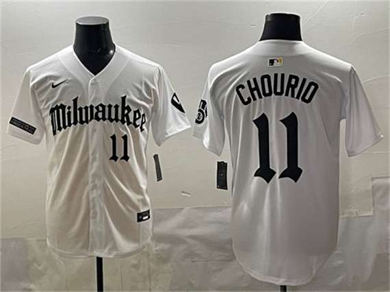 Jackson Chourio Milwaukee Brewers white Vapor jersey