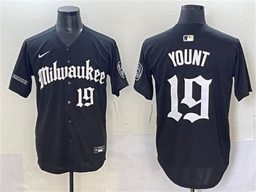 Robin Yount Milwaukee Brewers black jersey