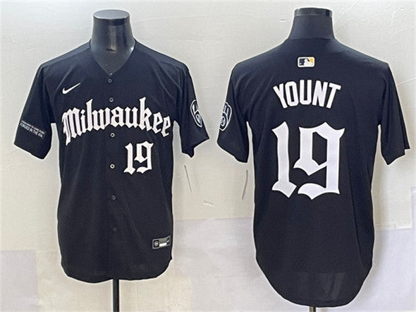 Robin Yount Milwaukee Brewers black jersey