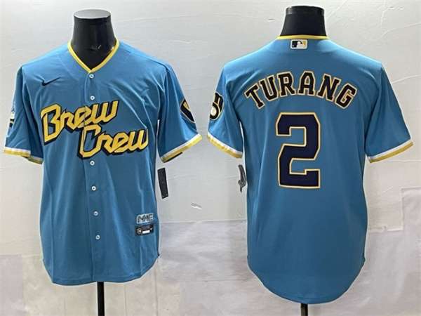 Brice Turang Milwaukee Brewers blue City Connect jersey