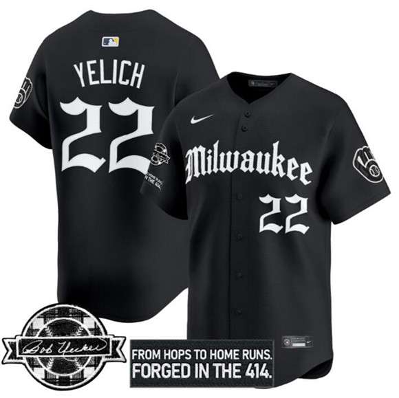 Christian Yelich Milwaukee Brewers black jersey