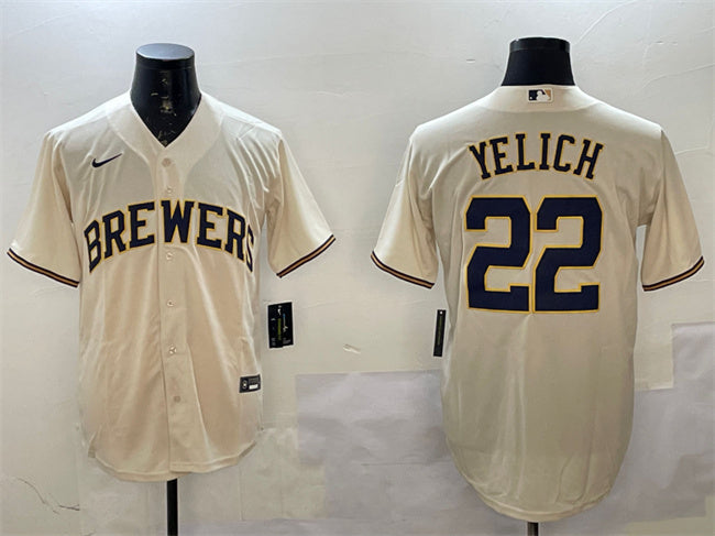 Christian Yelich Milwaukee Brewers cream jersey