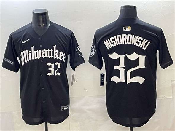 Jacob Misiorowski Milwaukee Brewers black jersey