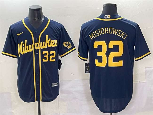 Jacob Misiorowski Milwaukee Brewers navy jersey