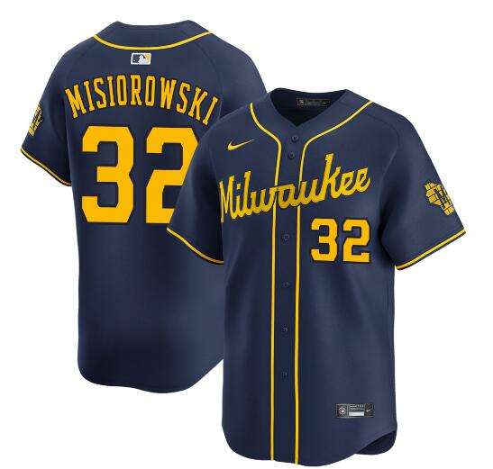 Jacob Misiorowski Milwaukee Brewers navy Alternate jersey