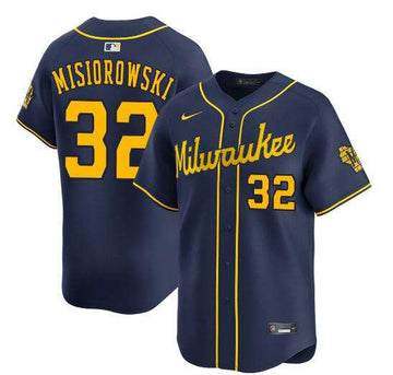Jacob Misiorowski Milwaukee Brewers navy Alternate jersey