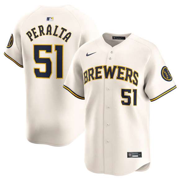 Freddy Peralta Milwaukee Brewers cream jersey
