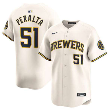 Freddy Peralta Milwaukee Brewers cream jersey