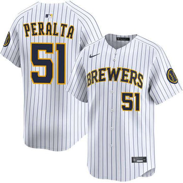 Freddy Peralta Milwaukee Brewers white Alternate jersey
