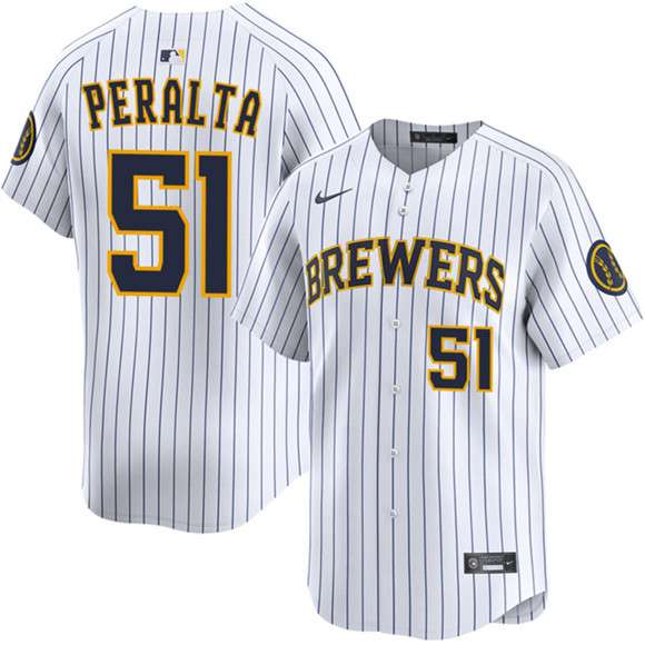 Freddy Peralta Milwaukee Brewers white Alternate jersey
