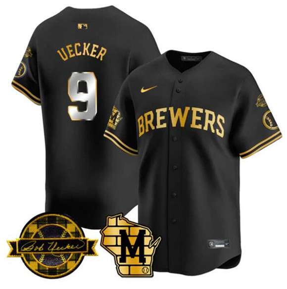 Bob Uecker Milwaukee Brewers black Home jersey