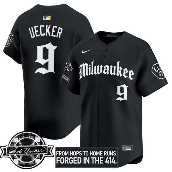 Bob Uecker Milwaukee Brewers black jersey