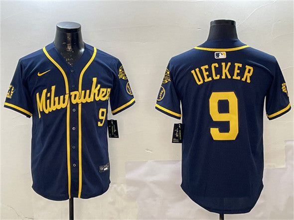 Bob Uecker Milwaukee Brewers navy Home jersey