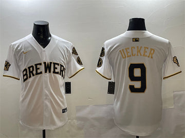 Bob Uecker Milwaukee Brewers white-gold Home jersey