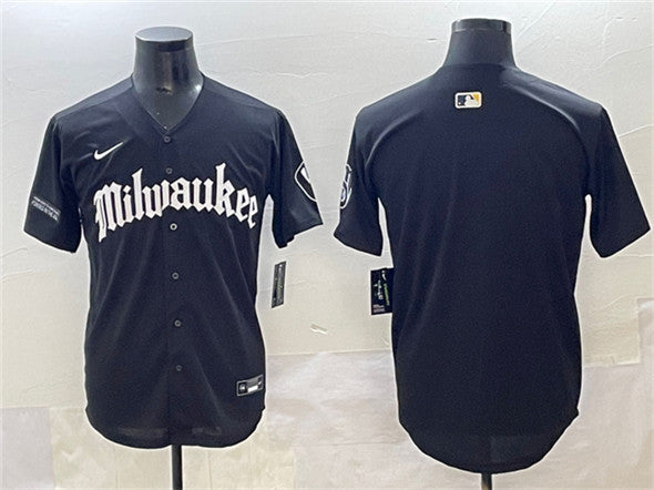 Custom Milwaukee Brewers black jersey