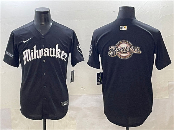 Team Big Logo Milwaukee Brewers black jersey
