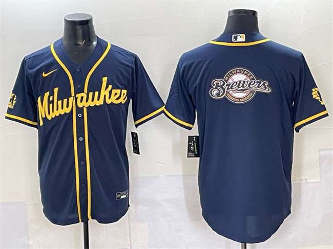 Team Big Logo Milwaukee Brewers navy jersey