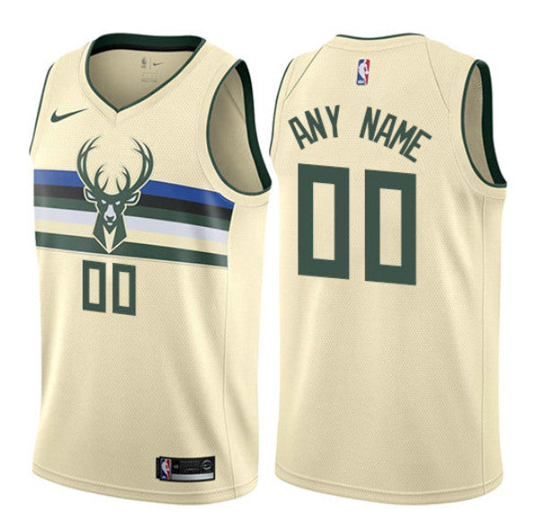 Custom Milwaukee Bucks cream City Edition jersey