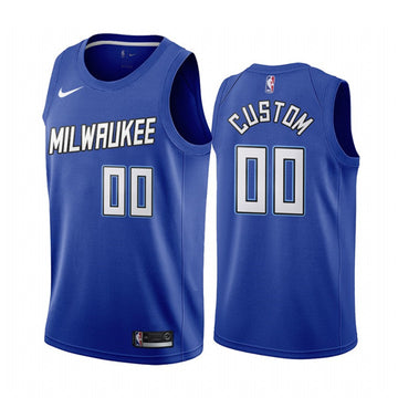 Custom Milwaukee Bucks navy City Edition jersey