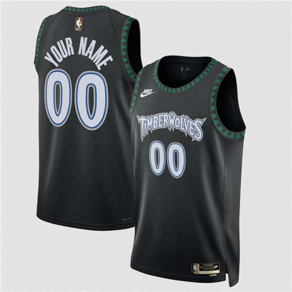 Custom Minnesota Timberwolves black Classic jersey