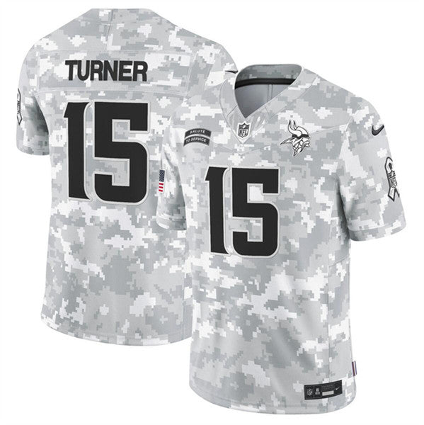 Dallas Turner Arctic Minnesota Vikings camo Salute To Service jersey