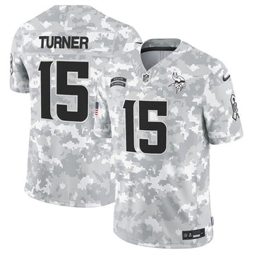 Dallas Turner Arctic Minnesota Vikings camo Salute To Service jersey