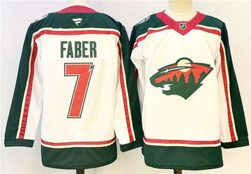 Brock Faber Minnesota Wild white jersey