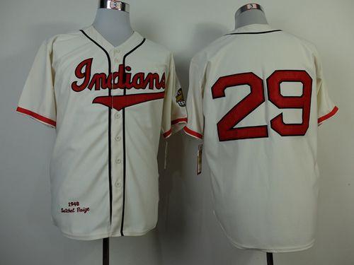 Satchel Paige Cleveland Guardians cream Throwback jersey
