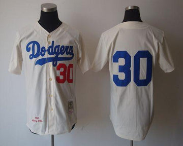 Maury Wills Los Angeles Dodgers cream Throwback jersey