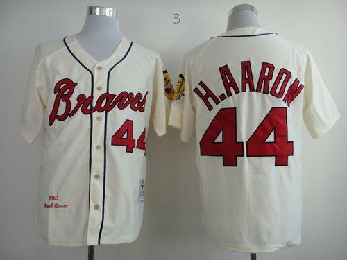 Hank Aaron Atlanta Braves cream Throwback jersey