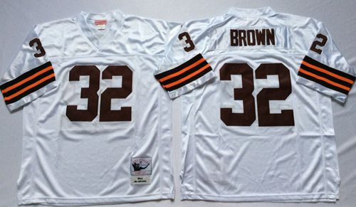 Jim Brown Cleveland Browns white Throwback jersey
